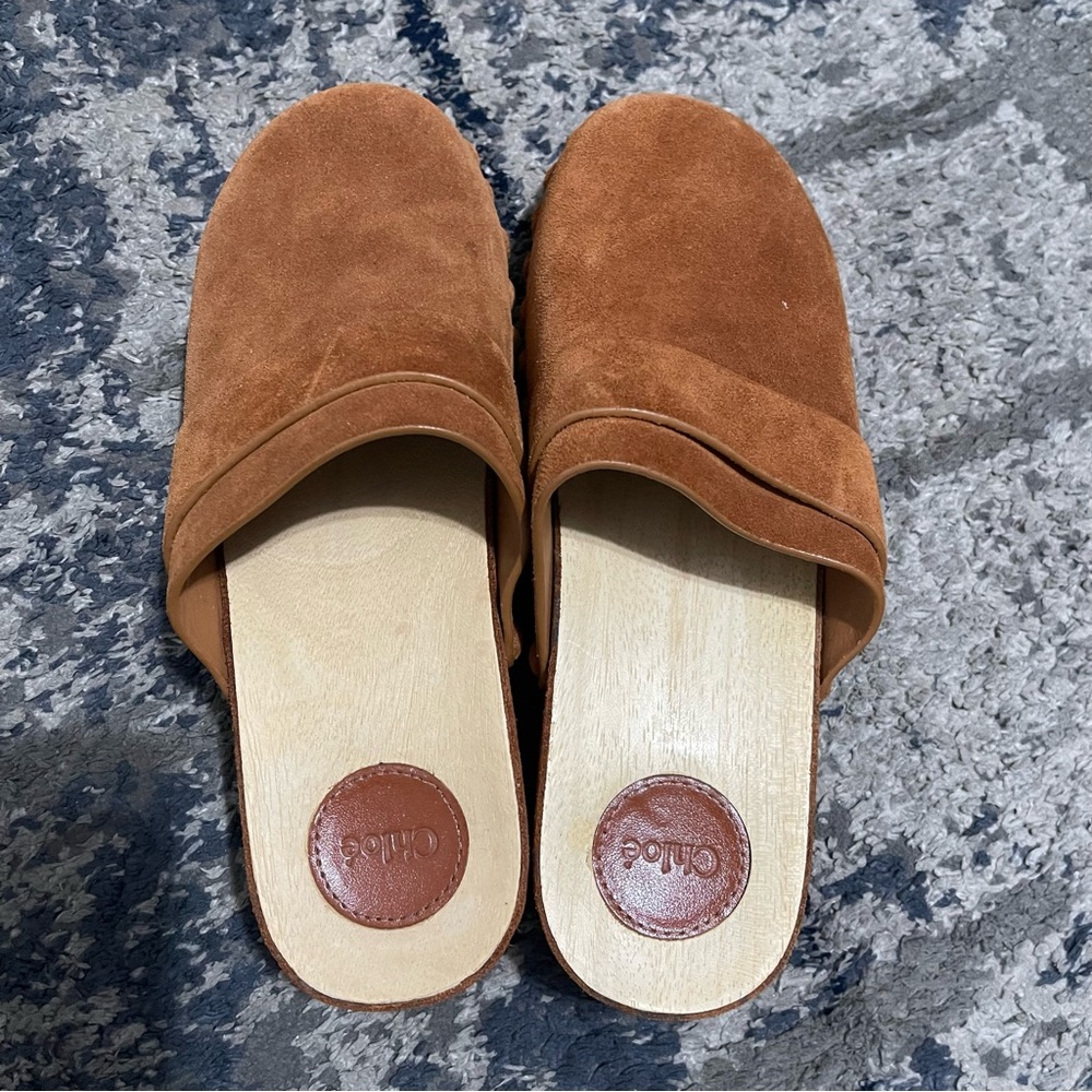 CHLOÉ Y2K Studded Joy Suede Boho Mule Clogs Size 37 - Picture 10 of 16